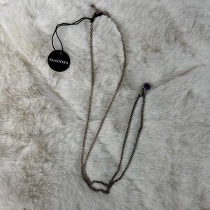 Pandora Silver Necklace with Purple Accent
